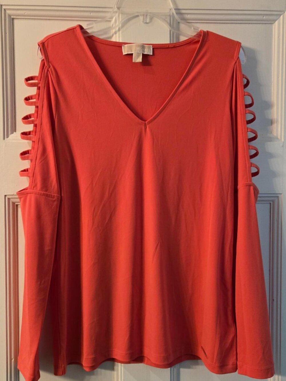 Michael Michael Kors Orange Top with Cut Out Sleeves Size Medium